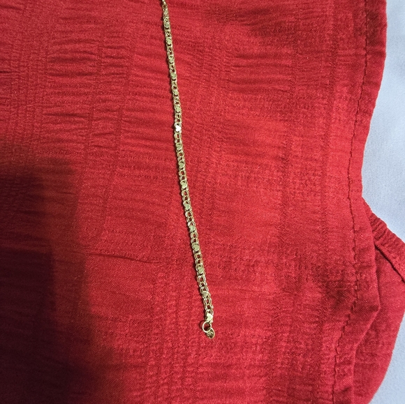 10k Yellow Gold Retro Heart Mirror Bracelet. 8" - Picture 5 of 15